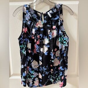 Elle Tank Top/Camisole - Black w/ Floral Design